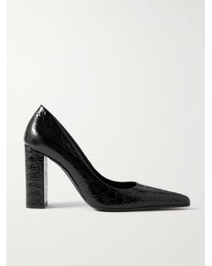Alaïa 90 Pumps Aus Leder Mit Krokodileffekt - Schwarz