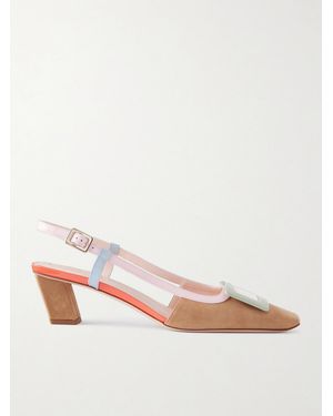Roger Vivier Belle Vivier 45 Buckled Leather-Trimmed Suede Ballet Flats - Pink