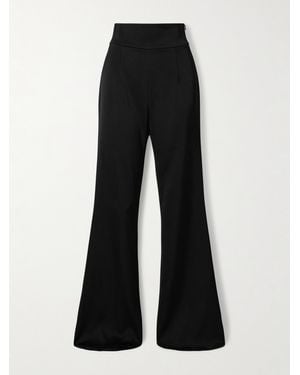 Galvan London Satin Flared Trousers - Black