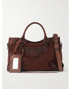 Balenciaga Le City Medium Suede Shoulder Bag - Brown