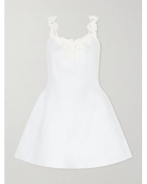 ShuShu/Tong Gathered Paneled Linen Mini Dress - White