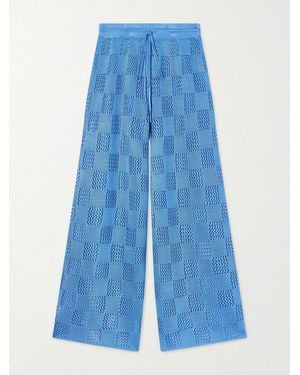 Calle Del Mar Knitted Wide-Leg Trousers - Blue