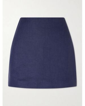 Blazé Milano Nightbreak Linen, Wool And Silk-Blend Mini Skirt - Blue