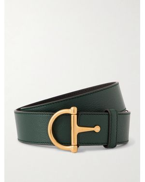 Gucci Horsebit-Detailed Textured-Leather Belt - Green