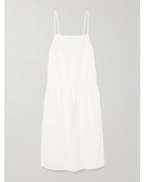 Deiji Studios Gathered Linen Midi Dress - White