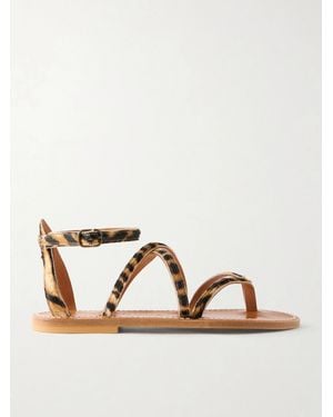 K. Jacques Epicure Leopard-Print Calf Hair Thong Sandals - Brown