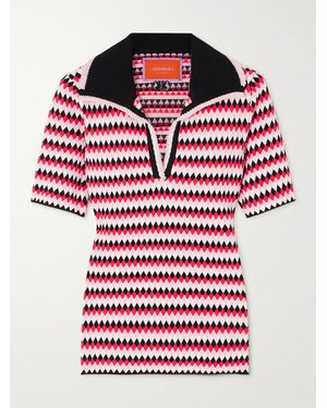 La DoubleJ Jacquard-Knit Polo Shirt - Red