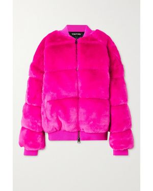 Tom Ford Faux Fur Down Bomber Jacket - Pink