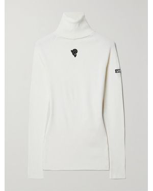 PUCCI Appliquéd Ribbed Wool-Blend Turtleneck Jumper - White