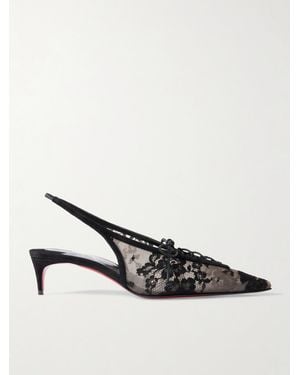 Christian Louboutin Km 45 Slingback-Pumps Aus Spitze - Natur