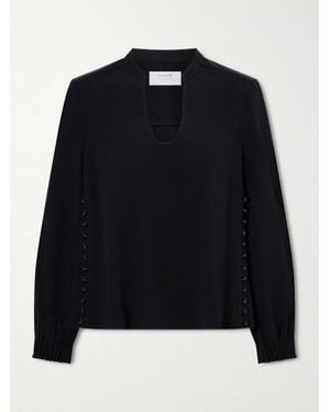La Ligne Francine Button-Detailed Crepe Blouse - Blue