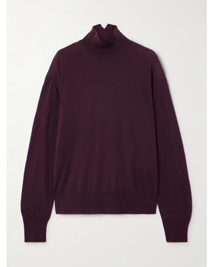 Another Tomorrow Wool Turtleneck Jumper - Purple