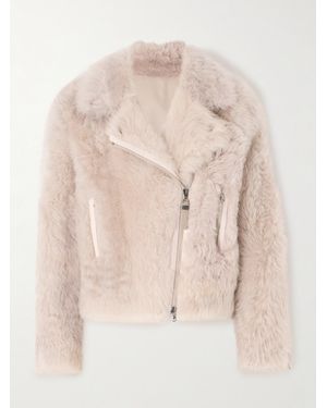 Brunello Cucinelli Leather-Trimmed Shearling Jacket - Natural