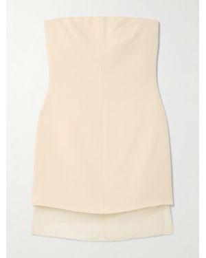 Esse Studios Issia Strapless Silk Organza-Trimmed Crepe Mini Dress - Natural