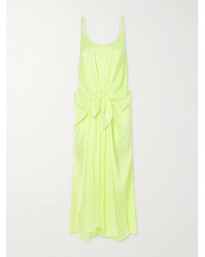 JW Anderson Tie-Detailed Crinkled-Silk Midi Dress - Yellow