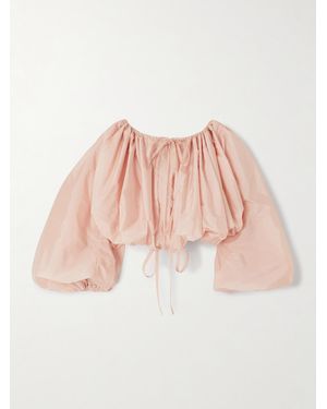 Alaïa Cropped Gathered Taffeta Blouse - Pink