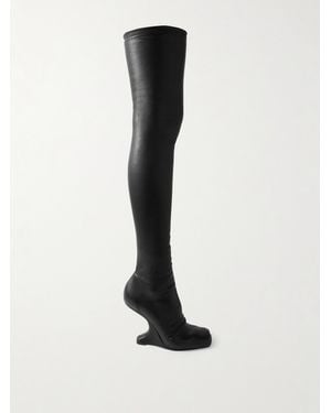 Rick Owens Cantilever Overknees Aus Leder - Schwarz