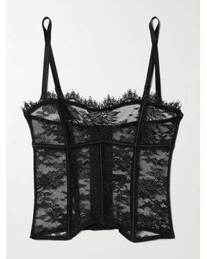 Kiki de Montparnasse Jolie Bustier Aus Spitze Mit Satinbesätzen Und Bügeln - Schwarz