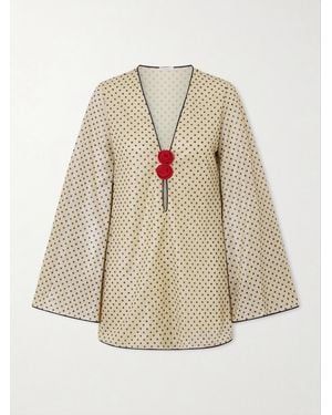 Oséree Lumière Minikleid Aus Lurex Mit Polka-Dots Und Applikationen - Natur