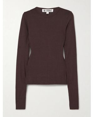 ÉTERNE Ribbed Jersey Top - Brown