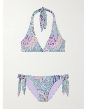 Etro Paisley-Print Halterneck Bikini - Grey