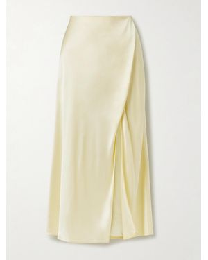 KHAITE Demi Satin Midi Skirt - Yellow