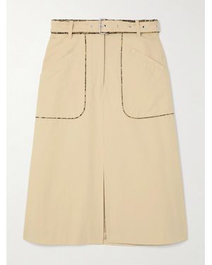Dries Van Noten Belted Cotton-Canvas Midi Skirt - Natural