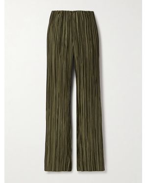 Cult Gaia Stacie Plissé-Satin Straight-Leg Pants - Green