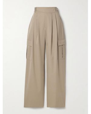 Salon 1884 Net Sustain Buckled Pleated Twill Straight-Leg Cargo Pants - Natural