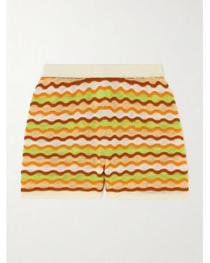 Escvdo Mullu Striped Cotton Shorts - Metallic