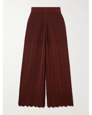 Eres Chimère Récit Open-Knit Cotton-Blend Wide-Leg Pants - Purple