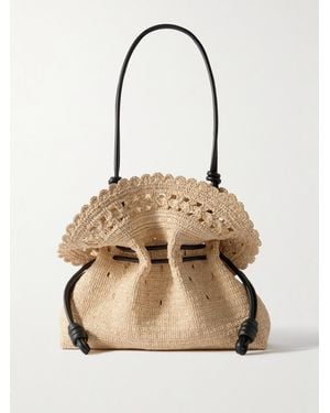 Loewe Paula's Ibiza Flamenco Schultertasche Aus Geflochtenem Raffiabast Mit Lederbesätzen - Natur