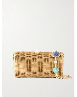 Judith Leiber Poppy Basket Rattan Clutch - Natural