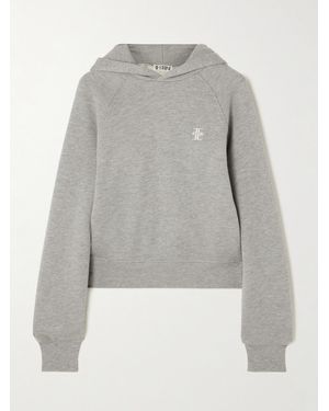 ÉTERNE Embroidered Cotton-Blend Hoodie - Grey