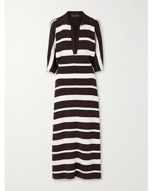 Proenza Schouler Solana Striped Wool And Silk-Blend Midi Dress - White