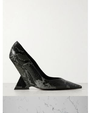The Attico Cheope Pumps Aus Leder Mit Schlangeneffekt - Schwarz