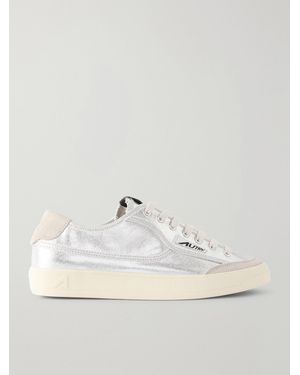 Autry Windscape Low Suede-Trimmed Metallic Canvas Sneakers - Natural