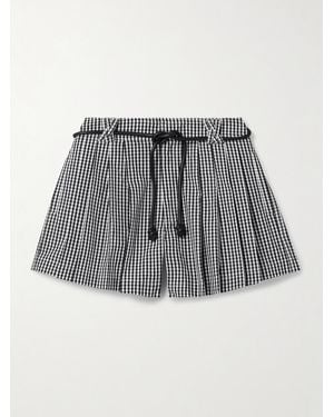 Sea Neci Shorts Aus Baumwollpopeline Mit Gingham-Karo, Falten Und Bindegürtel - Grau