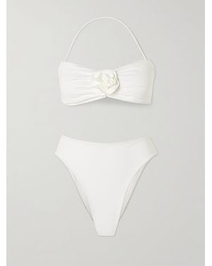 Maygel Coronel Alborozo Appliquéd Halterneck Bikini - White