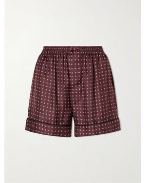 Saint Laurent Printed Silk-Twill Shorts - Red