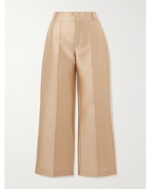 D'Estree Yoshi Faille Wide-Leg Trousers - Natural