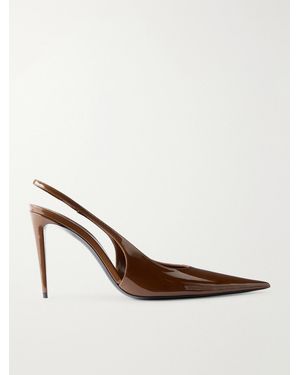 Saint Laurent Guermantes Leather Slingback Court Shoes - Brown