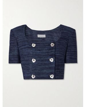 Violante Nessi Vittoria Cropped Silk-Tweed Top - Blue