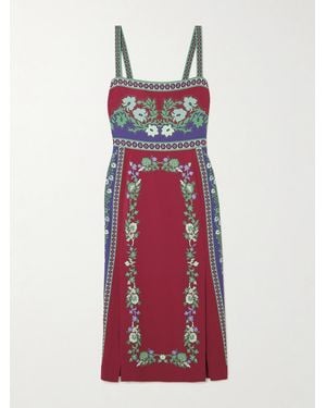 La DoubleJ Buy Me A Martini Floral-Print Stretch-Crepe Midi Dress - Red