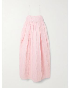 Cecilie Bahnsen Vilma Satin-Trimmed Matelassé Midi Dress - Pink
