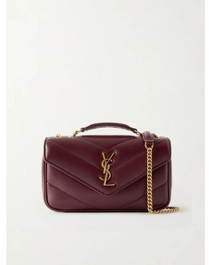 Saint Laurent Loulou Mini Matelassé Leather Shoulder Bag - Purple