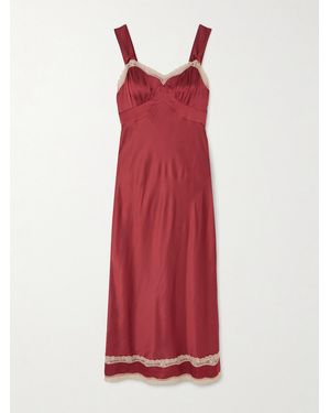 RIXO London Lucie Midikleid Aus Crêpe De Chine Mit Spitzenbesätzen - Rot