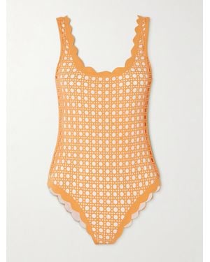Marysia Swim Palm Springs Scalloped Laser-Cut Swimsuit - Orange