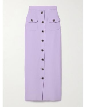 Adam Lippes Dakota Swarovski Crystal-Embellished Wool-Crepe Midi Skirt - Purple