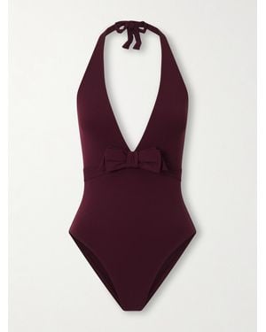 Eres Couture Bow-Detailed Halterneck Swimsuit - Purple